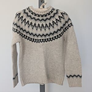 L.L. Bean Nordic Cream and Dark Gray/Black Sweater